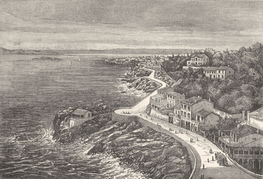 BOUCHES-DU-RHÔNE. Marseille. Le Corniche 1880 old antique print picture